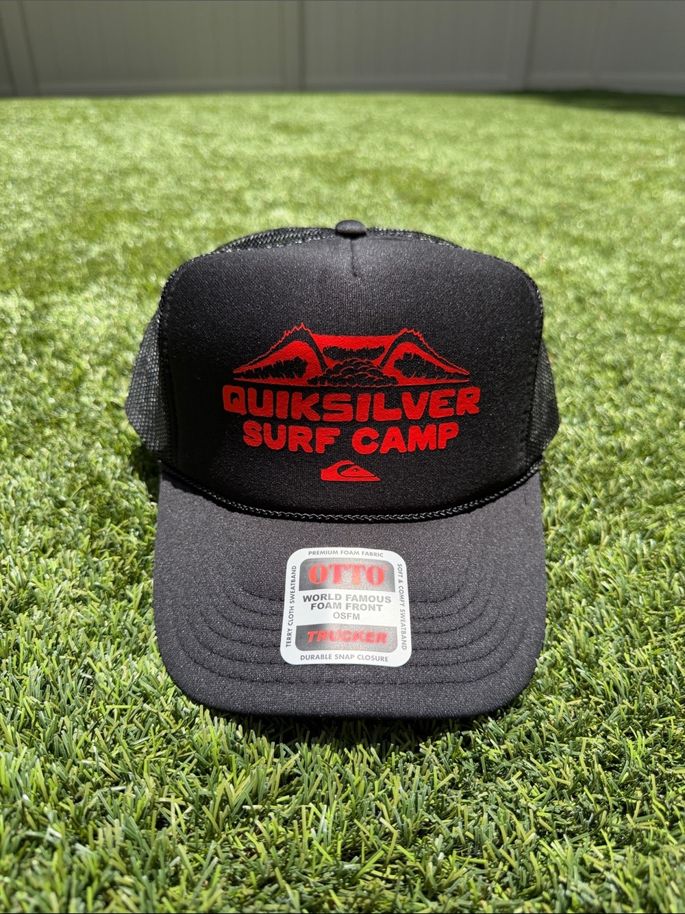 Quiksilver Black Trucker Hat with Red Surf Camp Logo
